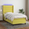 vidaXL Boxspringbett mit Matratze & LED Gr&uuml;n 100x200 cm Stoff