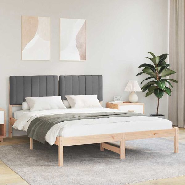 vidaXL Bettgestell mit gepolstertem Kopfteil Dunkelgrau 150 x 200 cm