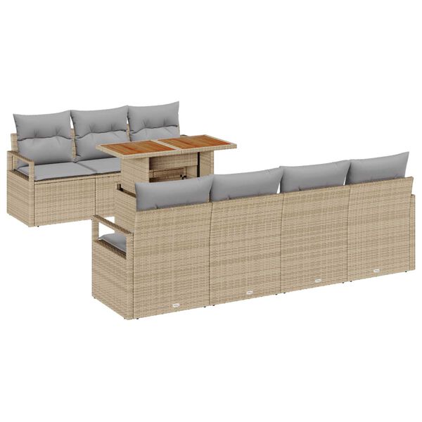 vidaXL Garten-Sofa-Set mit Kissen mit Kissen 8 pcs Beige und Grau