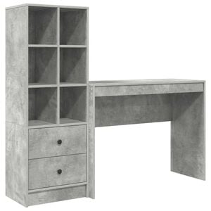 vidaXL Schreibtisch mit Schubladen mit Regal 2 pcs Beton Grau