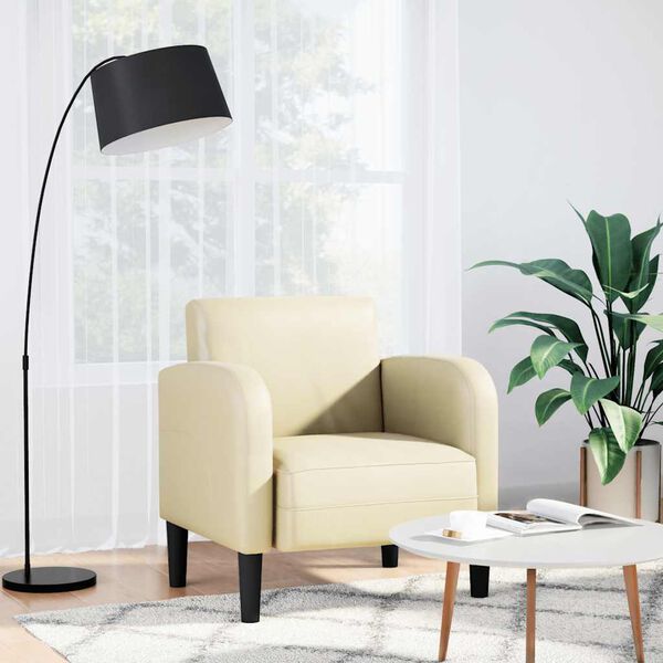 vidaXL Sessel mit Armlehnen Creme 54 cm Kunstleder