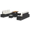 vidaXL Garten-Sofa-Set mit Kissen 9 pcs Schwarz Poly Rattan