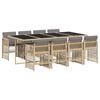 vidaXL 9-tlg. Garten-Essgruppe mit Kissen Beigemischung Poly Rattan
