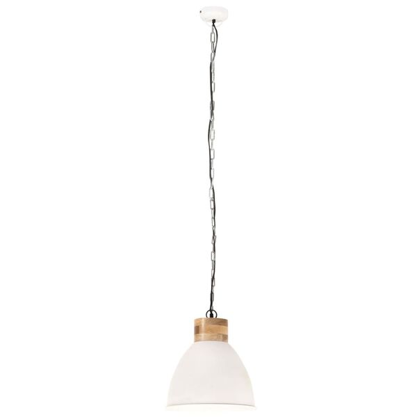 vidaXL H&auml;ngelampe Industrie-Stil Wei&szlig; Eisen & Massivholz 46 cm E27