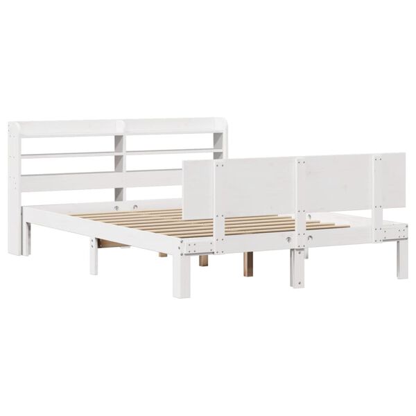 vidaXL Bettgestell mit Kopfteil ohne Matratze Wei&szlig; 140x190 cm