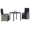 vidaXL Garten Essgruppe mit Kissen 3 pcs Grau Poly-Rattan