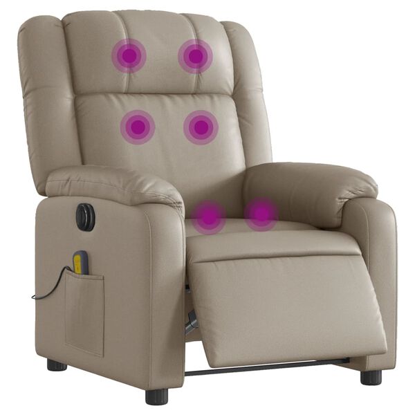 vidaXL Massagesessel Elektrisch Cappuccino-Braun Kunstleder