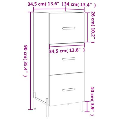 vidaXL Sideboard Weiß 34,5x34x90 cm Holzwerkstoff