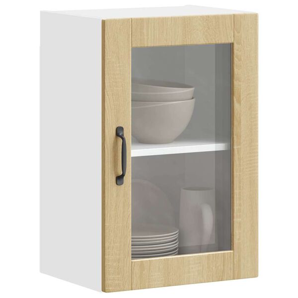 vidaXL K&uuml;chen-H&auml;ngeschrank mit Glast&uuml;r Porto Sonoma-Eiche