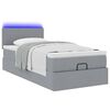 vidaXL Ottoman-Bett mit Matratze & LEDs Hellgrau 100x200 cm Stoff