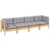 vidaXL 4-tlg. Garten-Lounge-Set mit Grauen Kissen Kiefer Massivholz