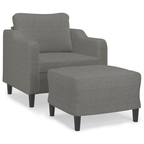 vidaXL Sessel mit Hocker Dunkelgrau 60 cm Stoff