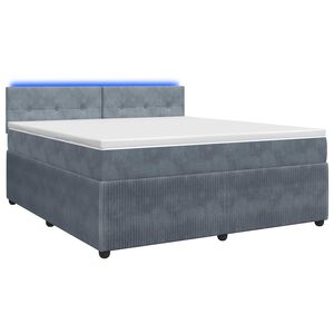vidaXL Boxspringbett mit Matratze Dunkelgrau 140 x 200 cm Samt