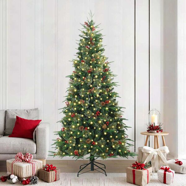 vidaXL K&uuml;nstlicher klappbarer Weihnachtsbaum Gr&uuml;n 240 cm PE und PVC