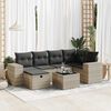 vidaXL 7-tlg. Garten-Sofagarnitur mit Kissen Hellgrau Poly Rattan
