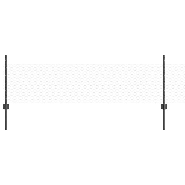 vidaXL Zaun mit Pfosten Grau 0,5 x 100 m Stahl und PVC