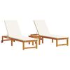 vidaXL Sonnenliege 3 pcs Braun Massivholz Akazie