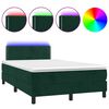 vidaXL Boxspringbett mit Matratze & LED Dunkelgr&uuml;n 120x190 cm Samt