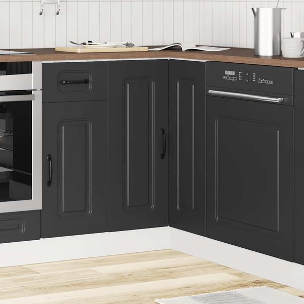 vidaXL K&uuml;chen-Eckunterschrank Kalmar Schwarz Holzwerkstoff