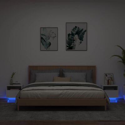 vidaXL Nachttische mit LED-Leuchten 2 Stk. Weiß 40x39x37 cm