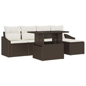 vidaXL Garten-Sofa-Set mit Kissen 6 pcs Braun und Creme
