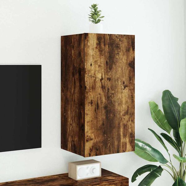 vidaXL TV-Wandschrank mit LED-Leuchten R&auml;uchereiche 40,5x35x80 cm