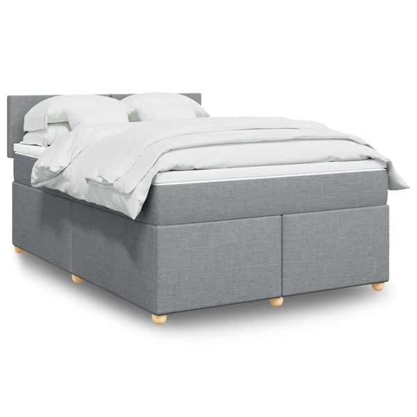 vidaXL Boxspringbett mit Matratze Hellgrau 140x190 cm Stoff