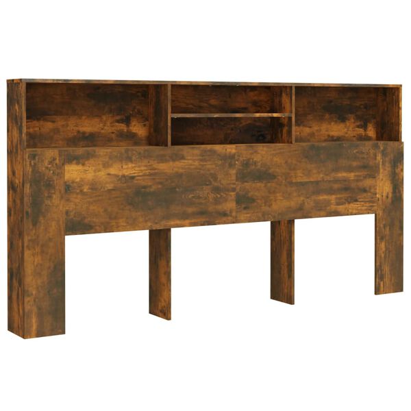 vidaXL Kopfteil mit Ablagen R&auml;uchereiche 200x19x103,5 cm