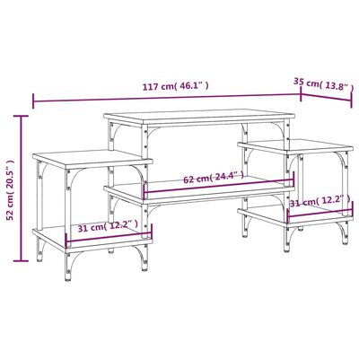 vidaXL TV-Schrank Räuchereiche 117x35x52 cm Holzwerkstoff