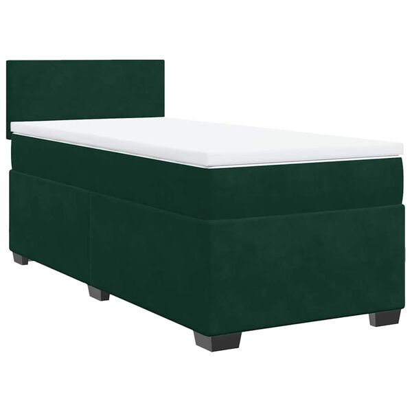 vidaXL Boxspringbett mit Matratze Dunkelgrün 100x200 cm Samt