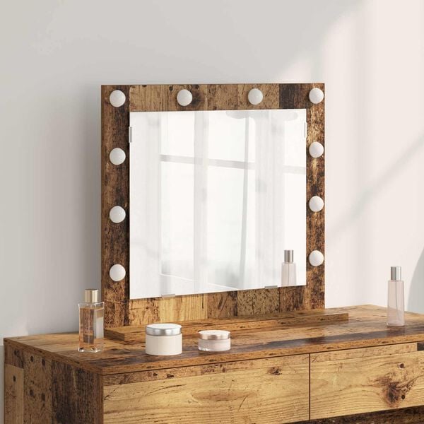 vidaXL Waschtischspiegel Rechtwinklig Altholz 60 x 55 x 18 cm