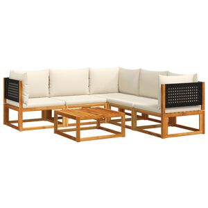 vidaXL 6-tlg. Gartensofa-Set mit Kissen Holz Akazie & Rattan
