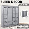 vidaXL Stoffschrank mit F&auml;chern Kleiderstangen Grau 150x45x176cm