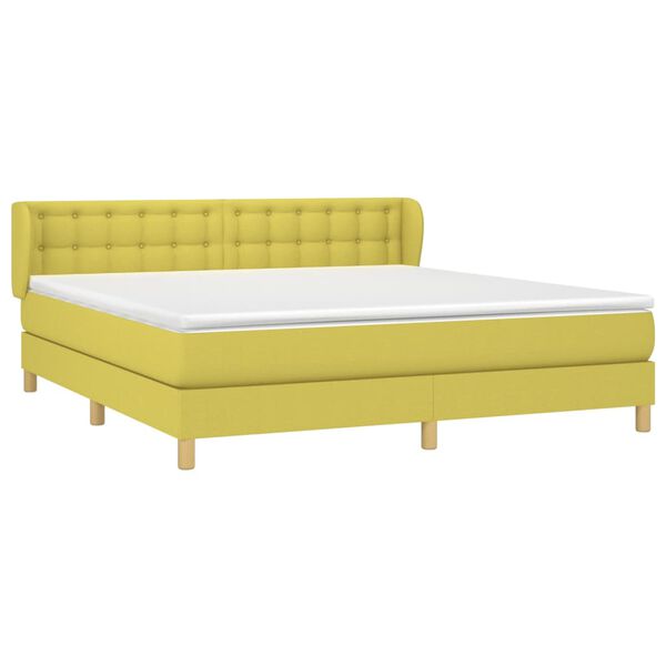 vidaXL Boxspringbett mit Matratze Gr&uuml;n 180x200 cm Stoff