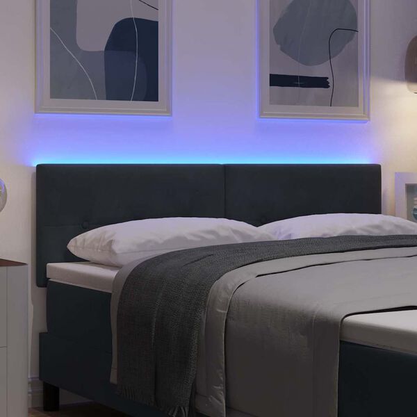 vidaXL LED Kopfteil mit LED-Lichtleisten Grau 144 cm Polyester