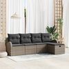 vidaXL Garten-Sofa-Set mit Kissen mit Speicher 5 pcs Grau Poly Rattan