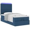vidaXL Ottomane Bett mit Matratze & LEDs Blau 90x200 cm Stoff