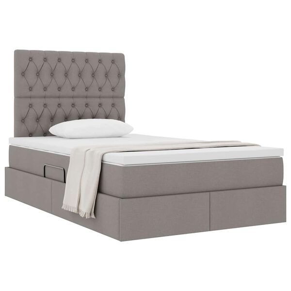 vidaXL Aufbewahrungsbett mit Matratze Taupe 120 x 190 cm Stoff