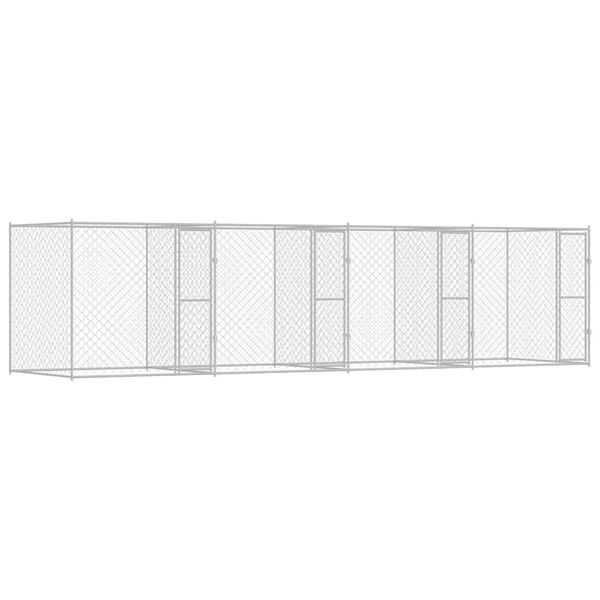 vidaXL Hundek&auml;fig Silber 800 x 200 x 200 cm Verzinkter Stahl