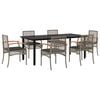 vidaXL 7-tlg. Garten-Essgruppe mit Kissen Grau Poly Rattan