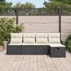 vidaXL Garten-Sofa-Set mit Kissen 5 pcs Schwarz Poly Rattan