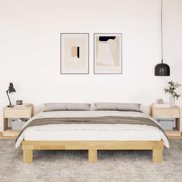 vidaXL Bettgestell ohne Matratze 180x200 cm Massivholz Eiche