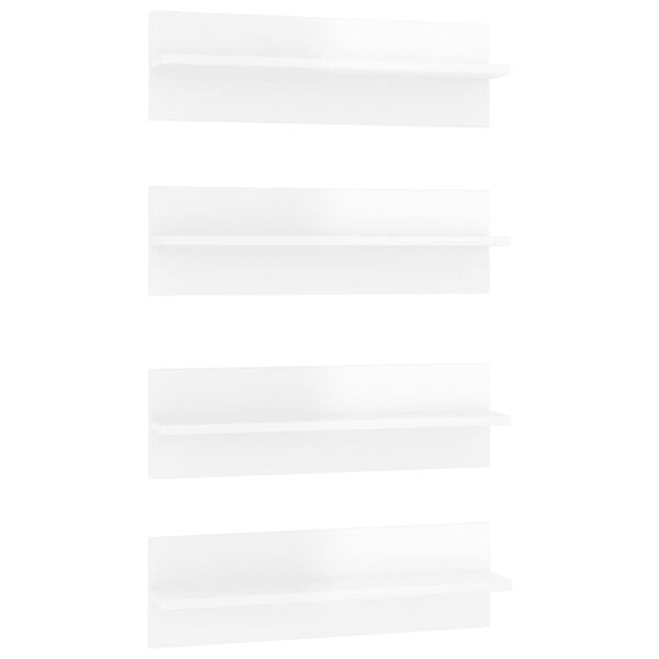 vidaXL Wandregale 4 Stk. Hochglanz-Wei&szlig; 60x11,5x18 cm Holzwerkstoff