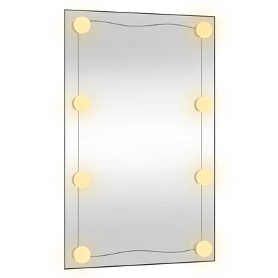 vidaXL Wandspiegel mit LED-Leuchten 50x80 cm Glas Rechteckig