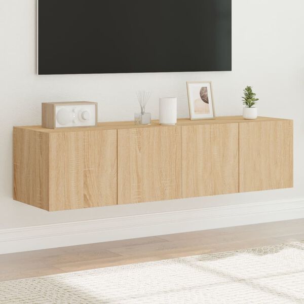 vidaXL TV-Wandschr&auml;nke mit LED-Leuchten 2 Stk. Sonoma-Eiche 60x35x31cm