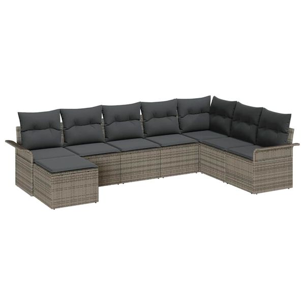 vidaXL Gartensofa-set mit Kissen 8 pcs Grau Poly-Rattan