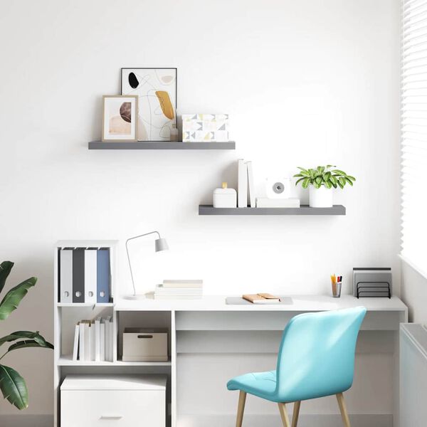 vidaXL Schweberegale 2 Stk. Grau 80x23,5x3,8 cm MDF