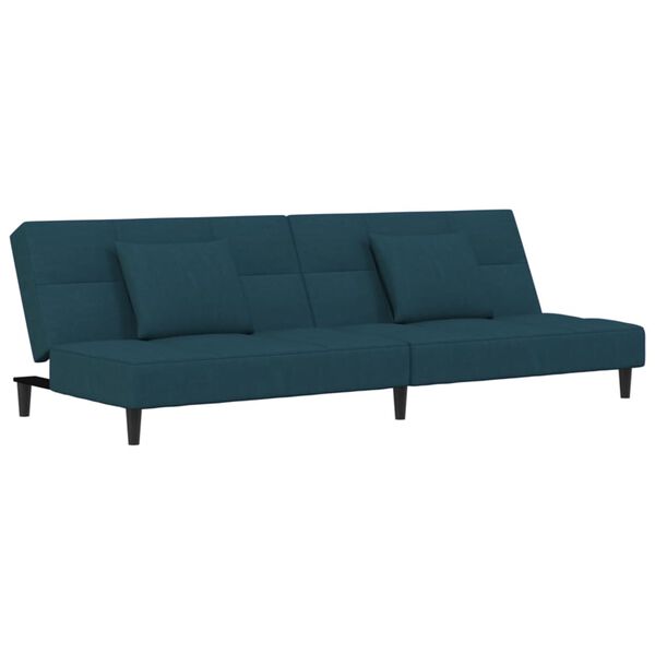 vidaXL Schlafsofa 2-Sitzer mit 2 Kissen & Hocker Blau Samt