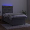 vidaXL Boxspringbett mit Matratze & LED Hellgrau 90x200 cm Samt