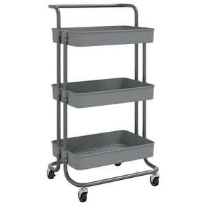 vidaXL K&uuml;chenwagen 3 Etagen Grau 42x35x85 cm Eisen und ABS